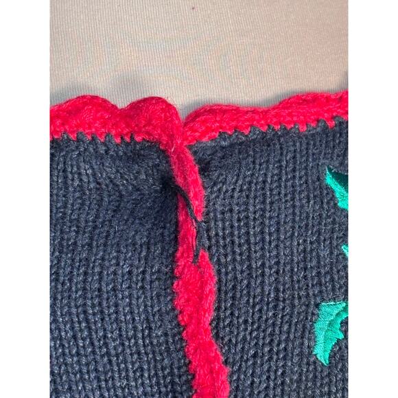 Vintage Black Cardinal Holiday Sweater Plus Size 1X Christmas Embroidered Birds - Picture 6 of 10